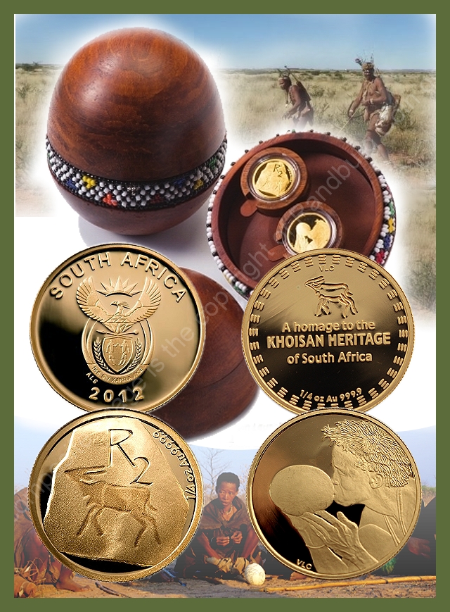 2012 R2 Gold Coin and Medal Launch Set Khoisan Heritage