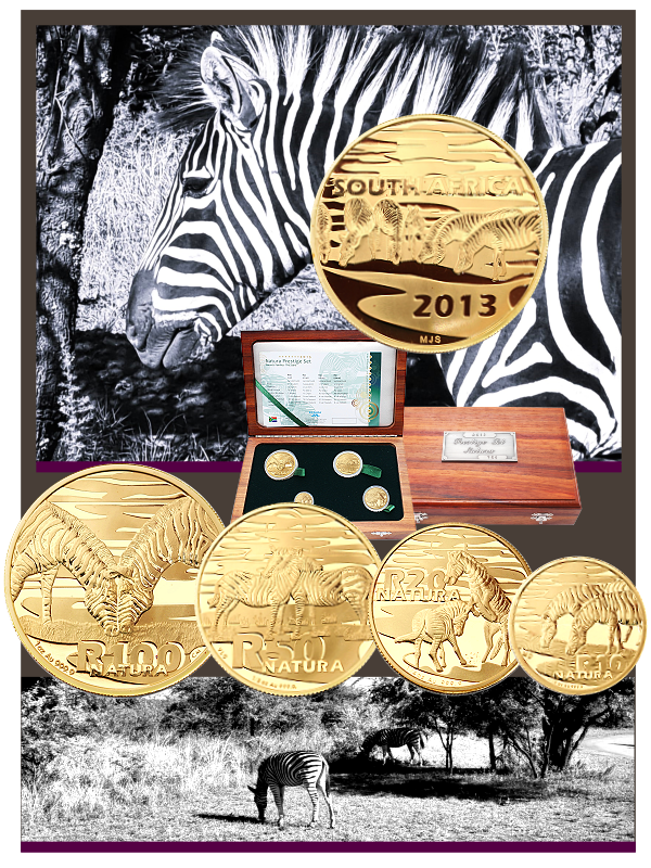 2013 Gold Zebra Natures Families Pestige 4 Coin Set