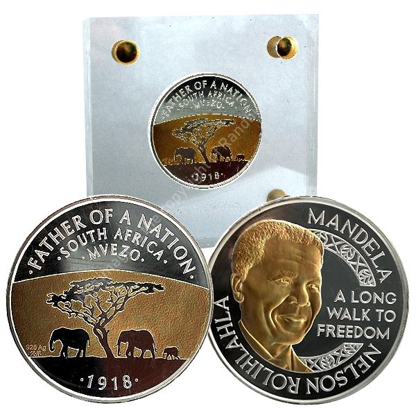 2014 Silver Mandela Father of a Nation Mvezo 1918 a Long  Walk to Freedom Medal