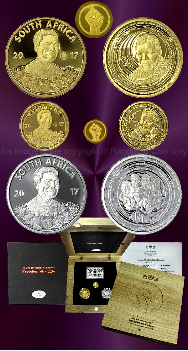 2017 1oz and Tenth oz Gold and Silver Crown Life of a Legend Launch Mandela Set