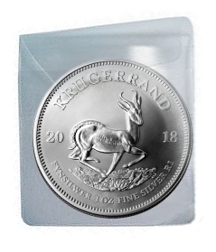 2018 Silver Bullion Krugerrand in coin sleeve rev