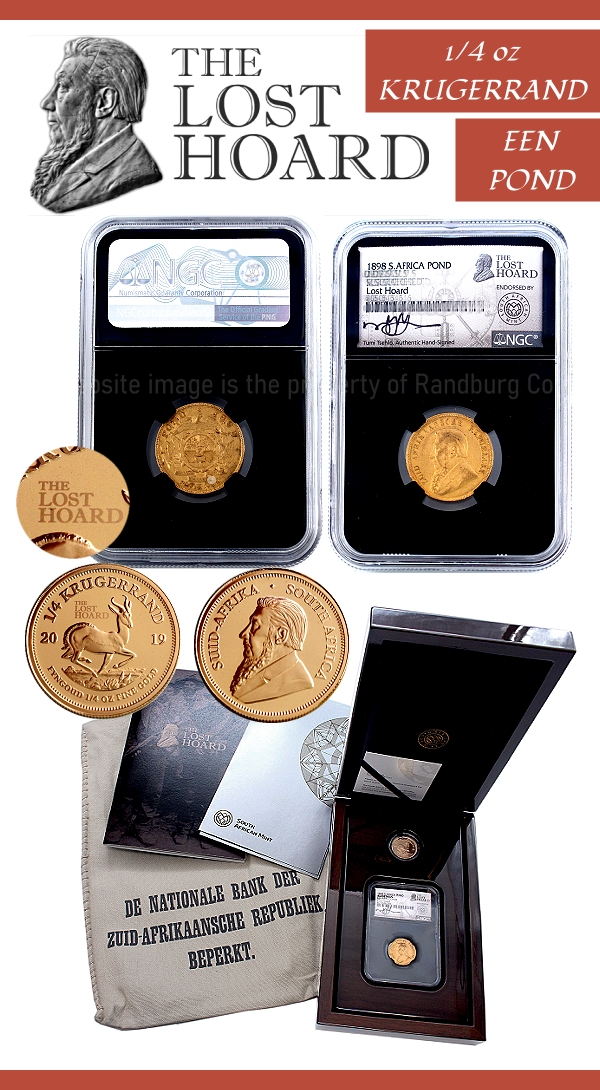 2019 Gold Quarter oz Krugerrand with MM and Graded Pond The Lost Hoard Set