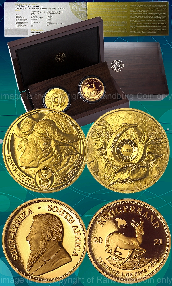 2021 Gold Combo Set Krugerrand R50 1 oz and Buffalo Big Five Series I
