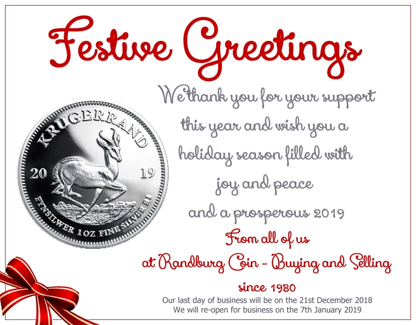 Randburg Coin Christmas Greetings 2018