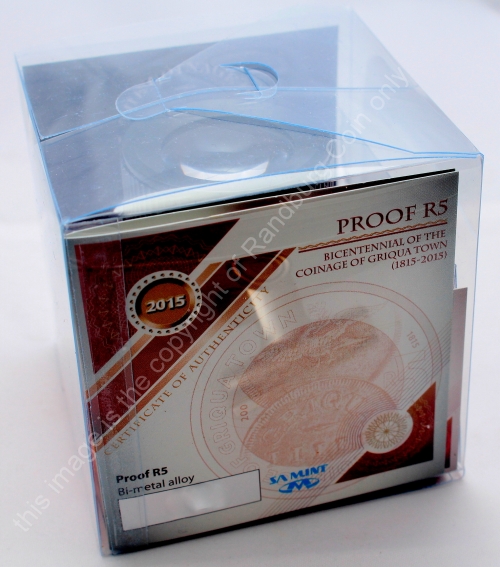 2015 R5 Proof Bimetal Bicentennial of the Coinage of Griqua Town box