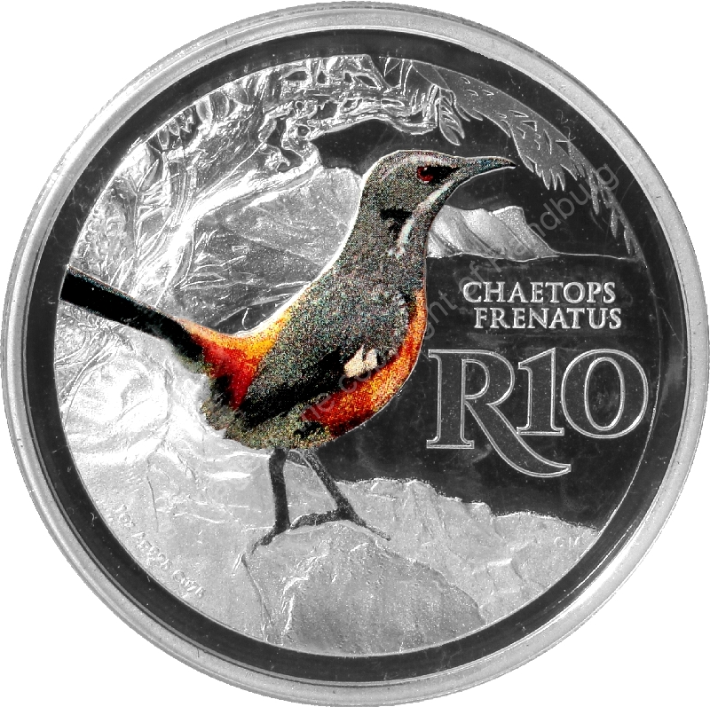 2016 R10 1oz Sterling Silver color Cape Rockjumper Kogelberg Biosphere coin rev