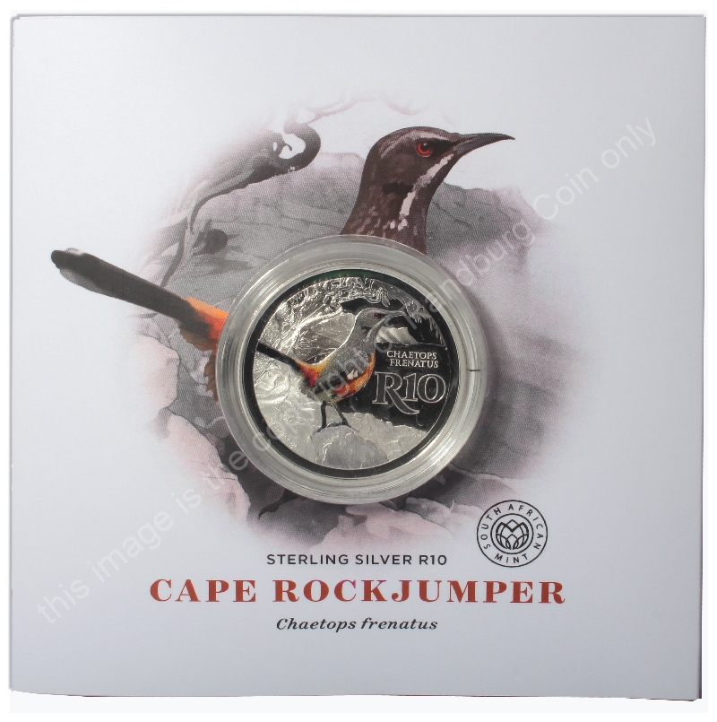 2016 R10 1oz Sterling Silver color Cape Rockjumper Kogelberg Biosphere on card