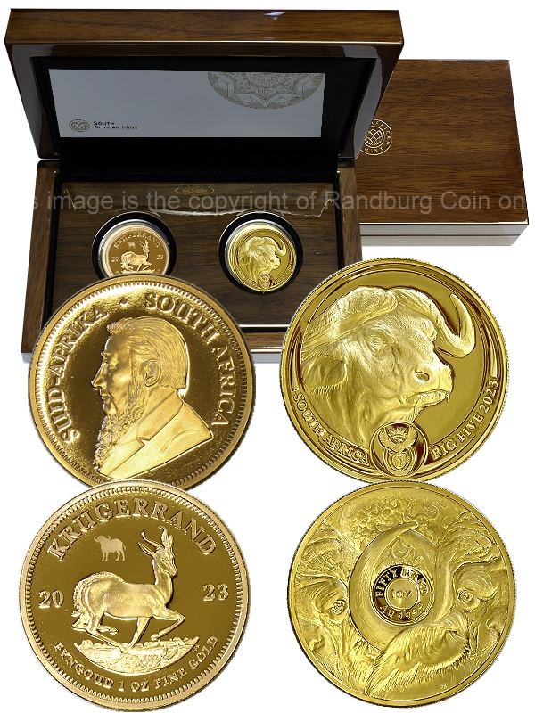 2023 Gold Krugerrand 1oz and R50 1 oz Big Five Series II Buffalo Combo Set