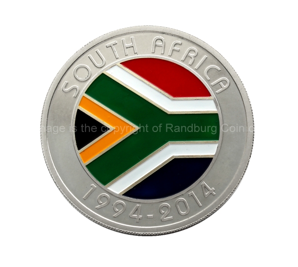 2014 1oz Krugerrand mintmarked plus 1oz Sterling Silver Medallion 20Yr Democracy Launch Set Silver coin ob