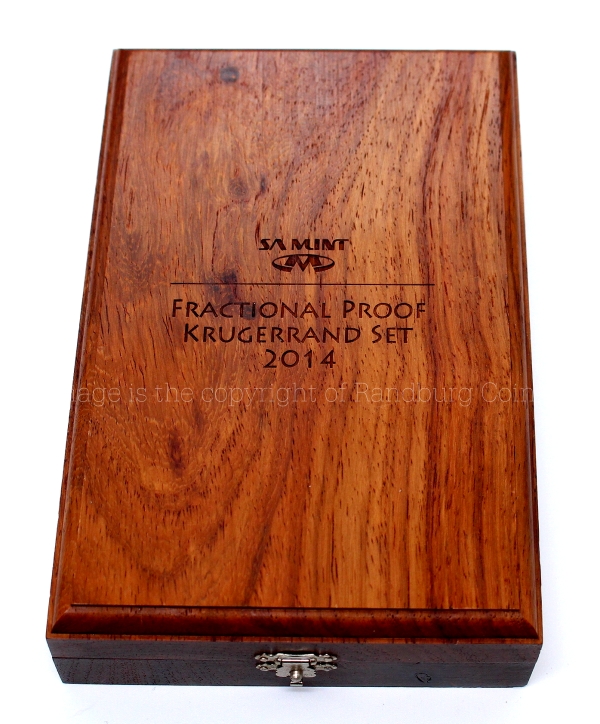 2014 Krugerrand Fractional Proof 3 Coin Set closed presentation box rev