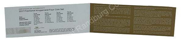 2017 Fractional Krugerrand 4 Coin Mint Marked Set rev