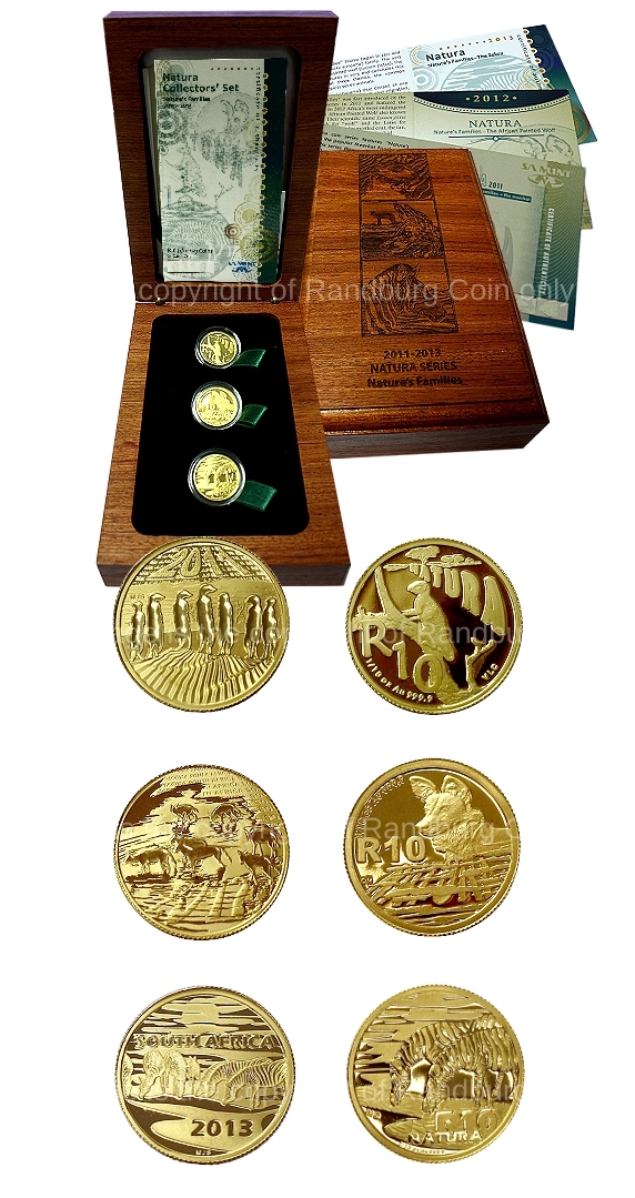 2011 to 2013 Gold Tenth oz R10 Natures Families 3 Coin Set