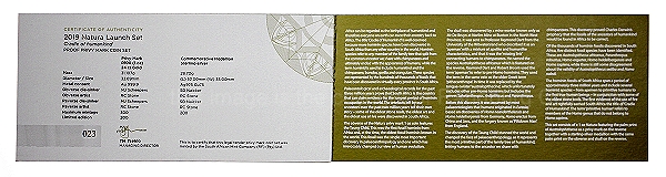 2019 1oz Gold R100 Cradle of Humankind Austrolopithecus Natura Launch Mintmarked Set certl rev