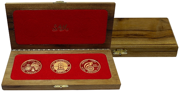 1988 Gold Proof 3 Coin Dias Huguenots Groot Trek Set box aa