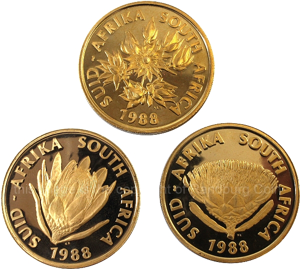 1988 Gold Proof 3 Coin Dias Huguenots Groot Trek Set obverse aa