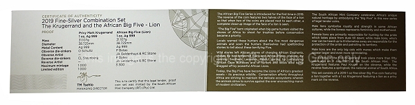 2019 1oz Silver KR Lion Privy Mark and 1oz Silver Lion Combo Set cert rev