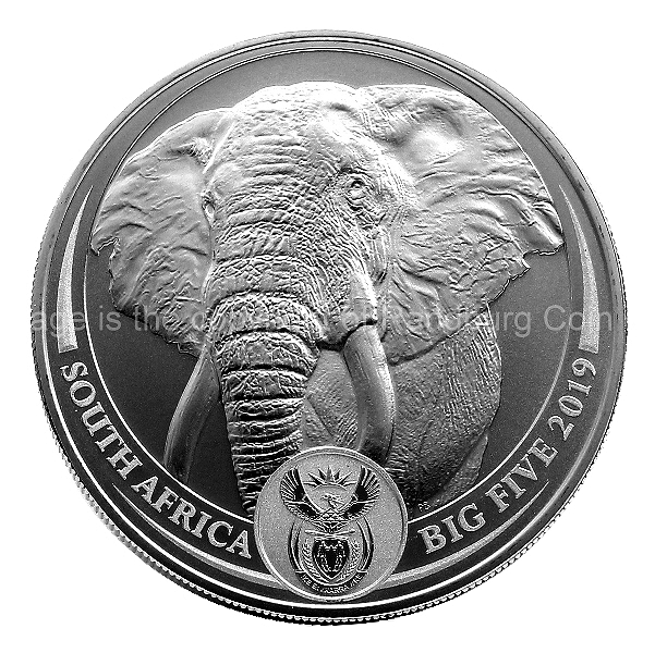 2019 R5 1oz Fine Silver Elephant Brilliant Uncirculated Big Five Series coin ob