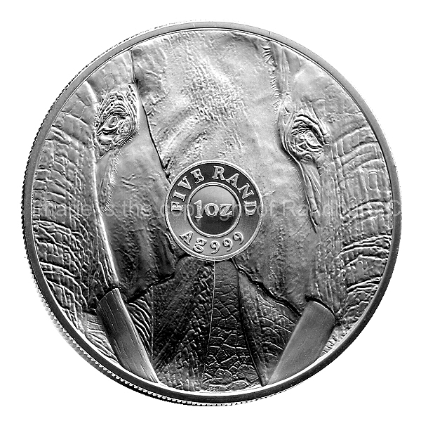 2019 R5 1oz Fine Silver Elephant Brilliant Uncirculated Big Five Series coin rev