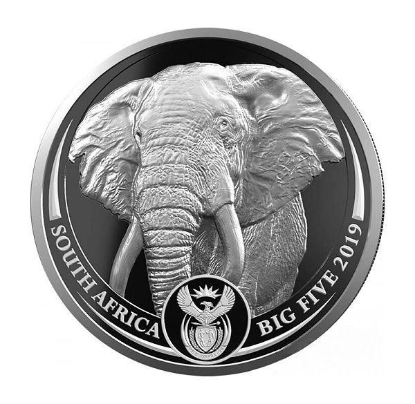 2019 Silver 1oz KR Elephant Privy Mark and Silver 1oz Big Five Series coin Combination Set Elephant ob