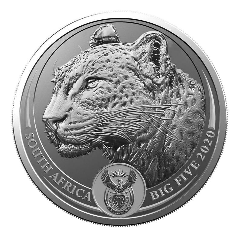 2020 1oz R5 Fine Silver Leopard Brilliant Unc Big Five Series ob