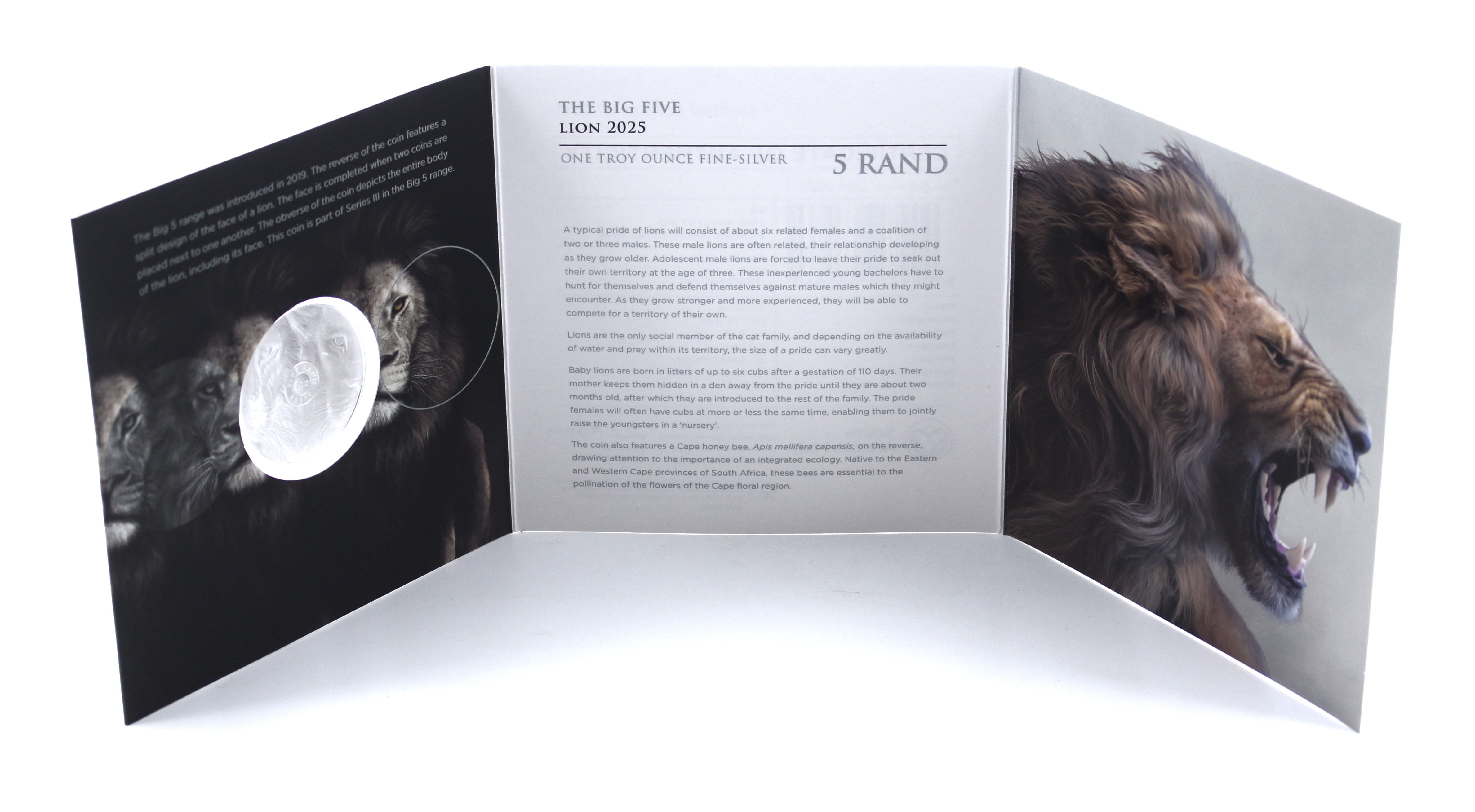 2025 1oz Fine Silver Big Five Brilliant Uncirculated Lion open