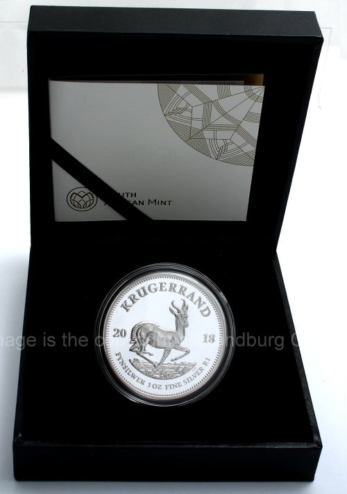 2018 1oz Fine Silver Proof Krugerrand open box rev