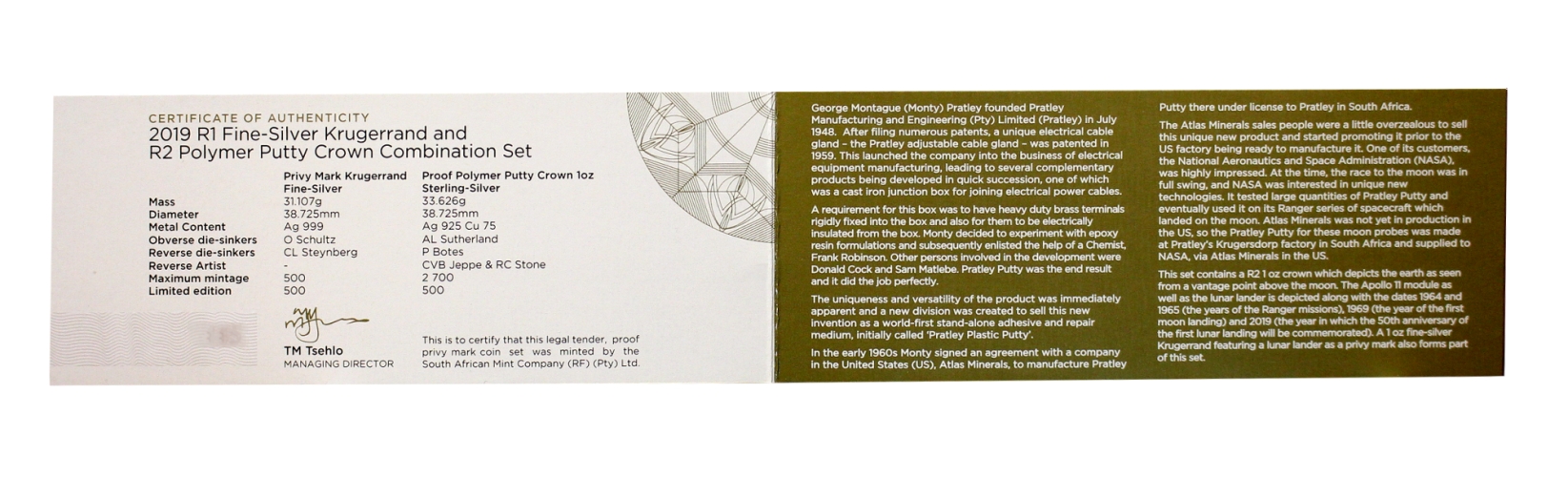 2019 Fine Silver R1 KR and R2 Poly Putty Crown Combo set cert rev