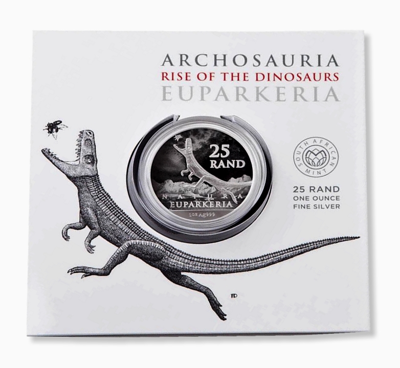 2019 Silver 1oz Brilliant Uncirculated Natura Archosaur Euparkeria coin folder cover