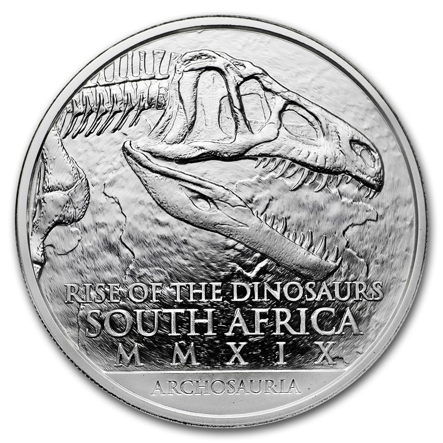2019 Silver 1oz Brilliant Uncirculated Natura Archosaur Euparkeria coin ob
