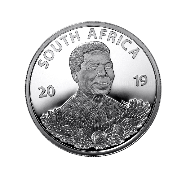2019 Sterling Silver Proof R1 Life of A Legend Protea coin ob