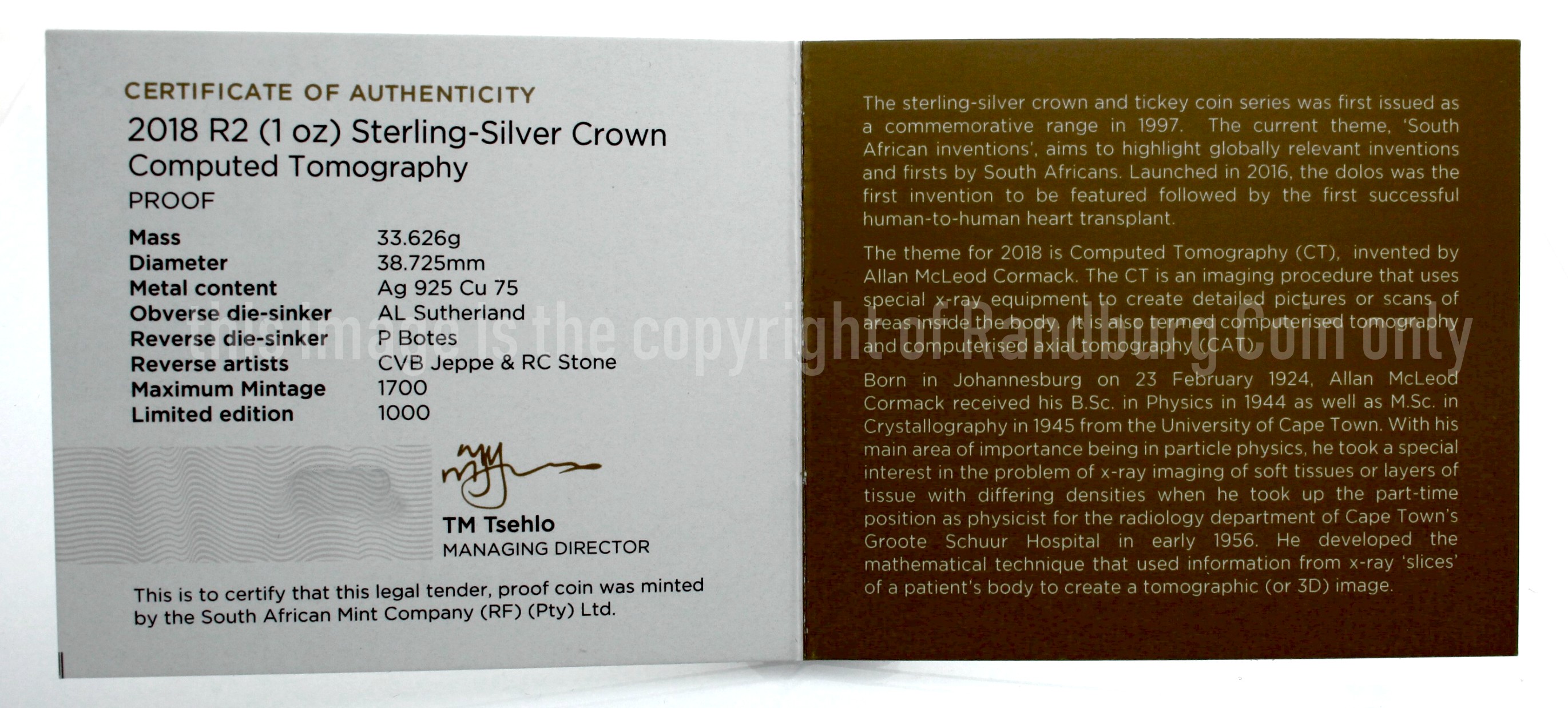 2018 Silver R2 Proof Inventions Computed Tomography cert rev