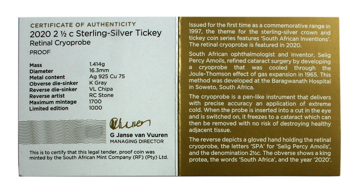2020 Silver Tickey Retinal Cryoprobe South African Inventions cert rev