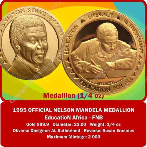 1995_Mandela_Gold_Quarter_oz_FNB_Education_Africa_Coin_ob_rev