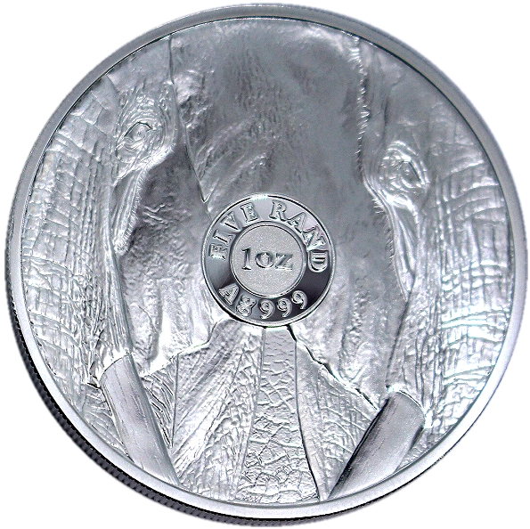 2021 Silver 1oz Elephant Big Five Series II coin rev