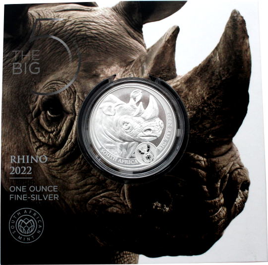 2022 1oz R5 Fine Silver Rhino Brilliant Unc Big Five Series II Front