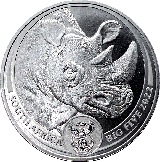 2022 1oz R5 Fine Silver Rhino Brilliant Unc Big Five Series II coin ob