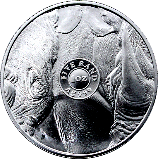 2022 1oz R5 Fine Silver Rhino Brilliant Unc Big Five Series II coin rev