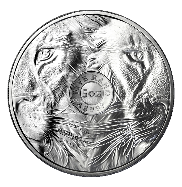 2022 5oz R5 Silver Brilliant Uncirculated Coin Lion SeriesII rev
