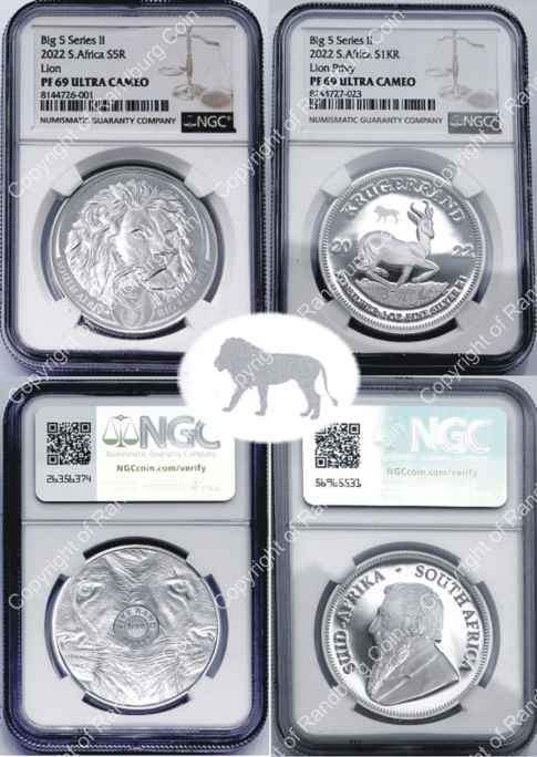 2022_Silver_1oz_KR_Lion_Privy_Mark_and_Silver_1oz_Big_Five_Series-2_coin_Combination_Set_Lion_PF69_ob