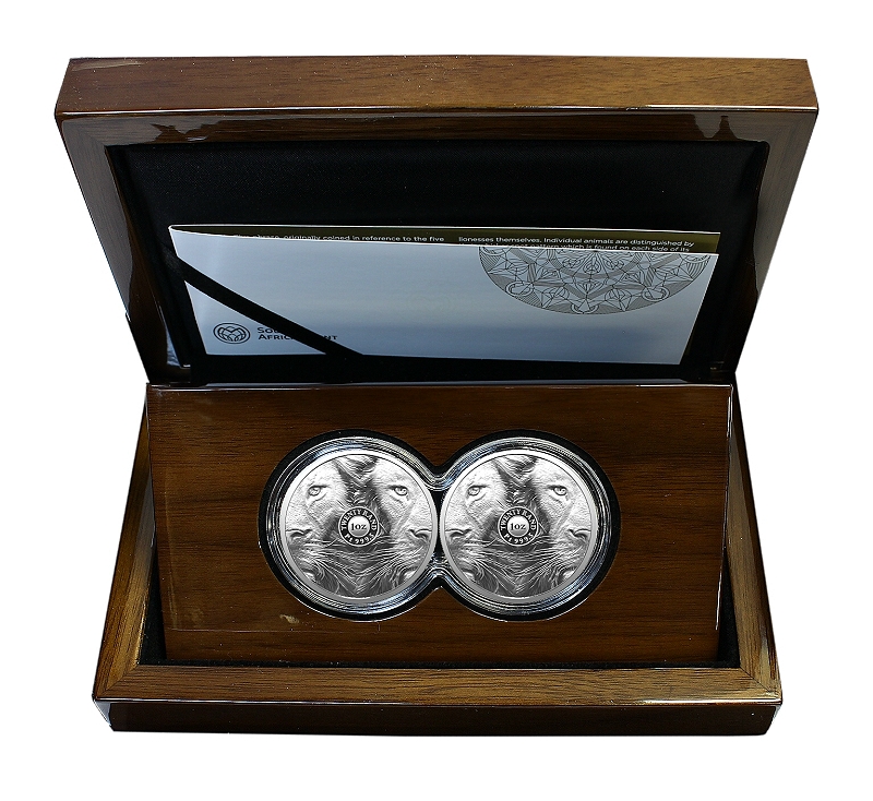 2022 Twin 1oz Fine Silver Proof R5 Big Five Series II Lion Coin Set open box