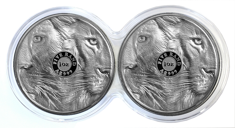2022 Twin 1oz Fine Silver Proof R5 Big Five Series II Lion Coin Set rev