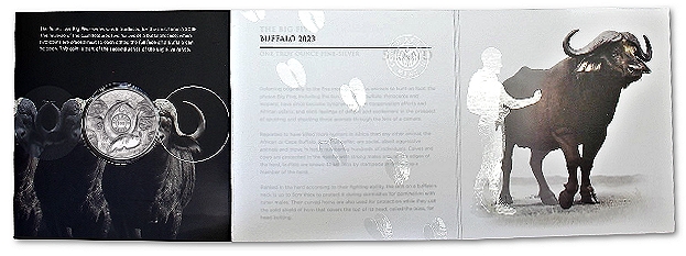2023 1oz R5 Fine Silver Buffalo Brilliant Unc Big Five Series II Coin folder open