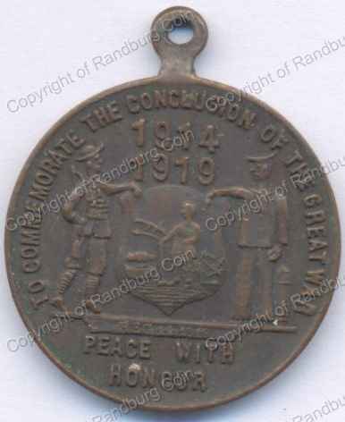 1919 Jhb 5th anniversary of conclusion of WW1 Commemorative medal rev5