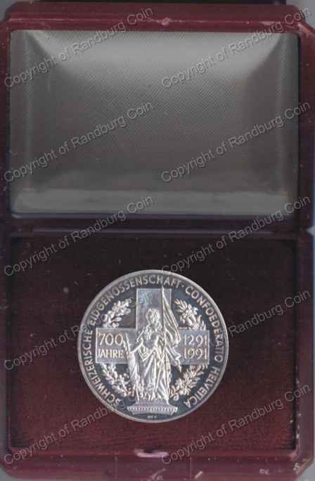 1991_Swiss_Conferation_700th_Anniv_Silver_Medal_Box_ob