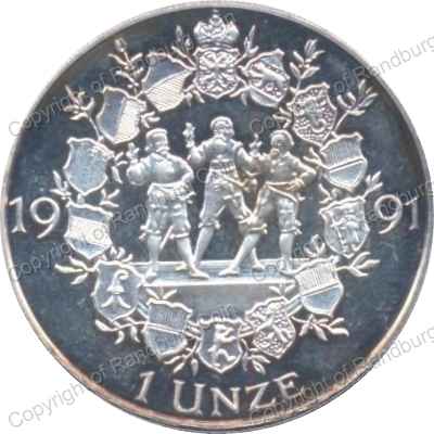 1991_Swiss_Conferation_700th_Anniv_Silver_Medal_rev