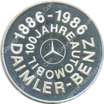 Germany 1986 Daimler Benz 100 Jahre Automobil Silver medallion ob
