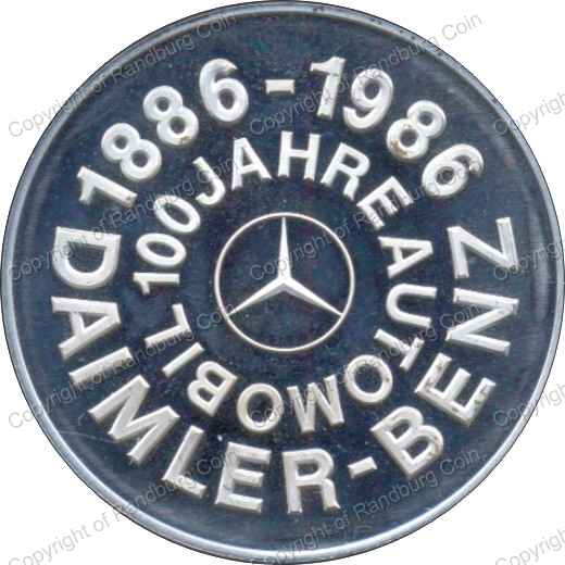Germany 1986 Daimler Benz 100 Jahre Automobil Silver medallion obn
