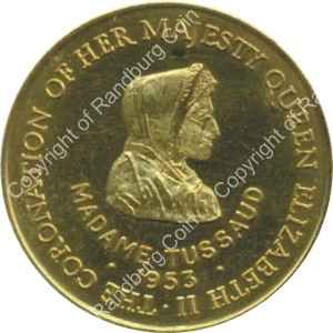 Great Britain 1953 Coronation of QE2 Madame Tussaud medallion rev