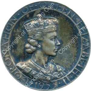 Great Britain 1953 Coronation of QE2 Westminster Abbey silver medallion ob
