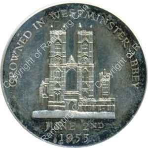 Great Britain 1953 Coronation of QE2 Westminster Abbey silver medallion rev